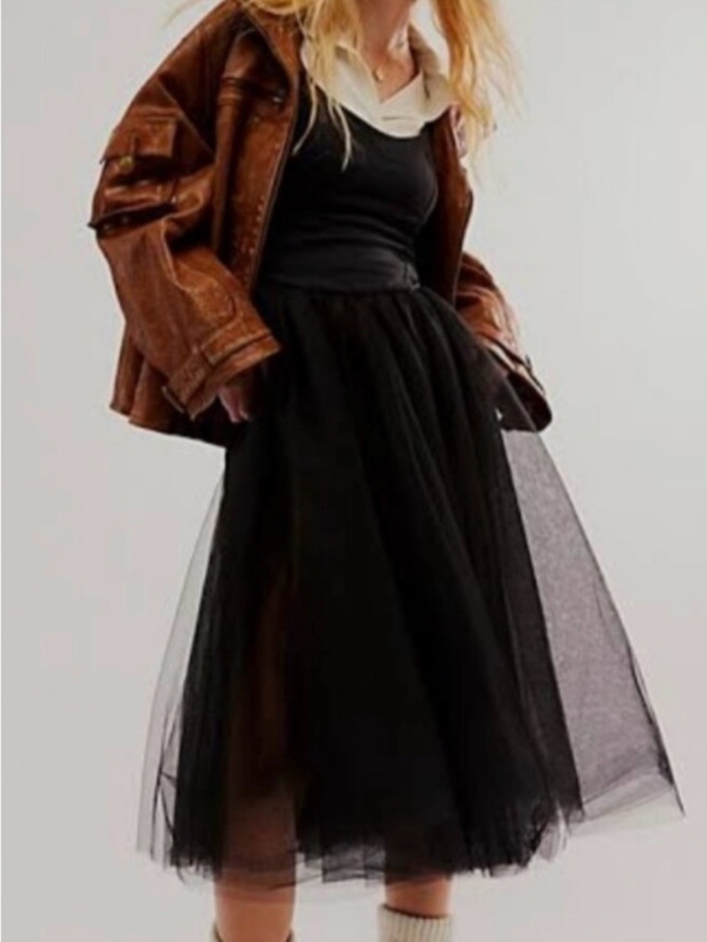 Intimately By Free People Black Tulle Midi Skirt - Medium